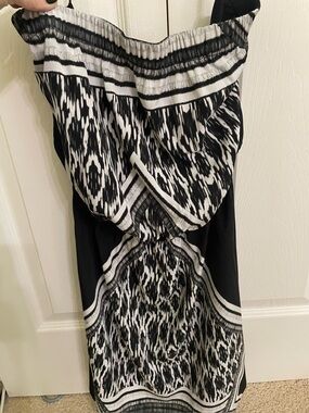 Express Black & White Strapless Patterned Dress